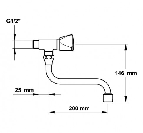 Robinet mural évier simple eau froide PRESTO bec 20cm 70706 - Image 2/2