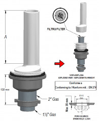 Bonde anti acide pour laboratoire chimique, diamètre 90 mm, tube 300 mm