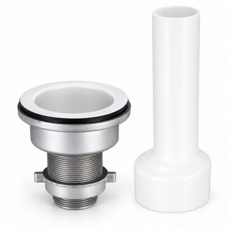 Säurebeständiges Ablaufventil für Chemielabor, Durchmesser 90 mm, Rohr 300 mm