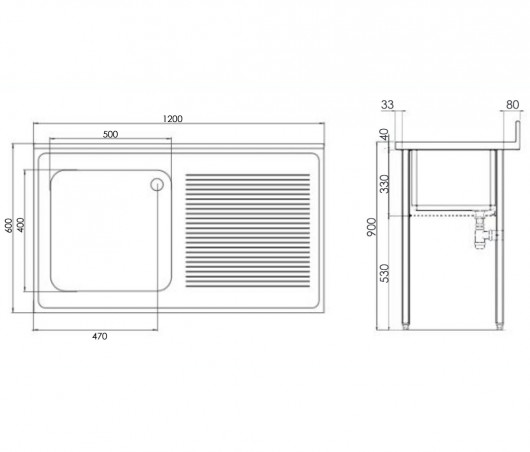 Professionelle Spüle Inox 120x60 Moderna MODPLSGPB126A00