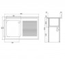 Professional stainless steel sink 140 x 60 one basin, one drainer on the right