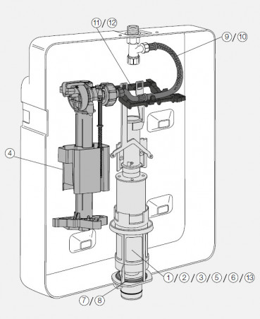 Support for concealed WC flush mechanism Valsir Angel FONBL820262