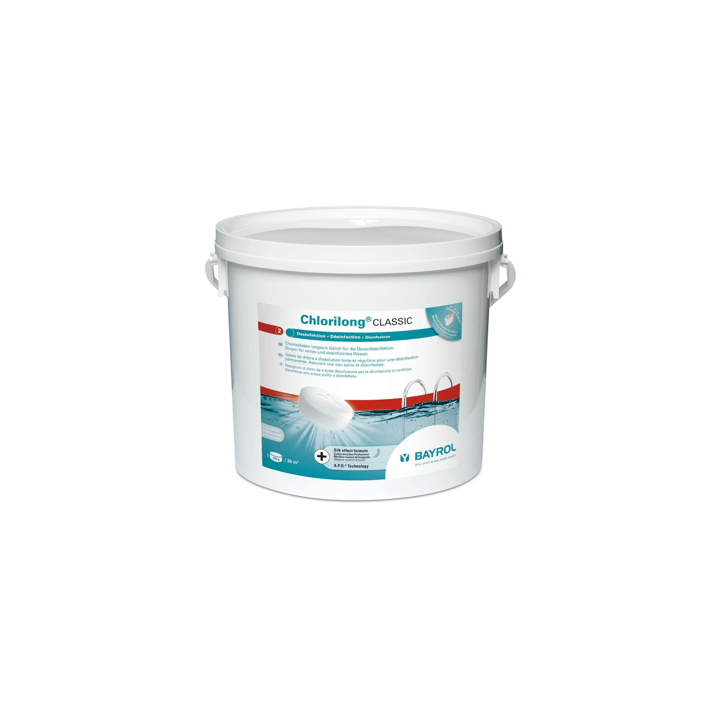 Langzaam oplossende chloortabletten Bayrol Chlorilong Classic 5kg…