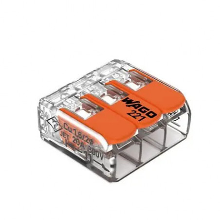 WAGO S221 TERMINAL - 0.14 TO 4 MM2 - 3 ENTRIES