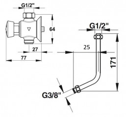 Mechanical timed angle urinal kit P12 NEO, JACOB DELAFON Coquille 2