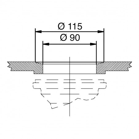 Cubierta de válvula de desagüe inox 115mm Lira disco plano bruto para pegar 8.0111.38 - Imagen 2/2