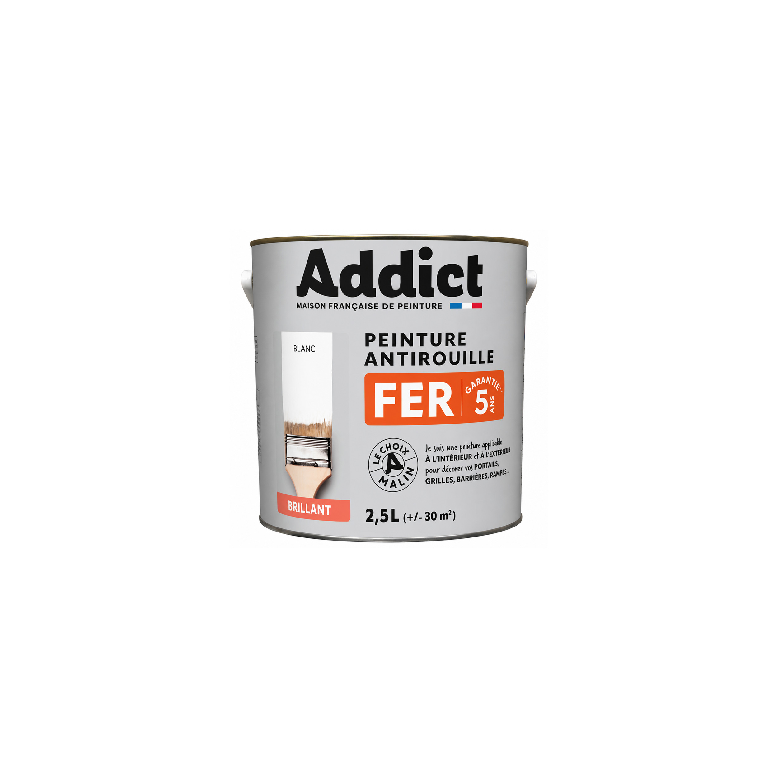 METALLFARBE 2,5 LITER WEISS RAL 9016 GLÄNZEND - ADDICT - ADD111392 ADDICT' PEINTURE 147074