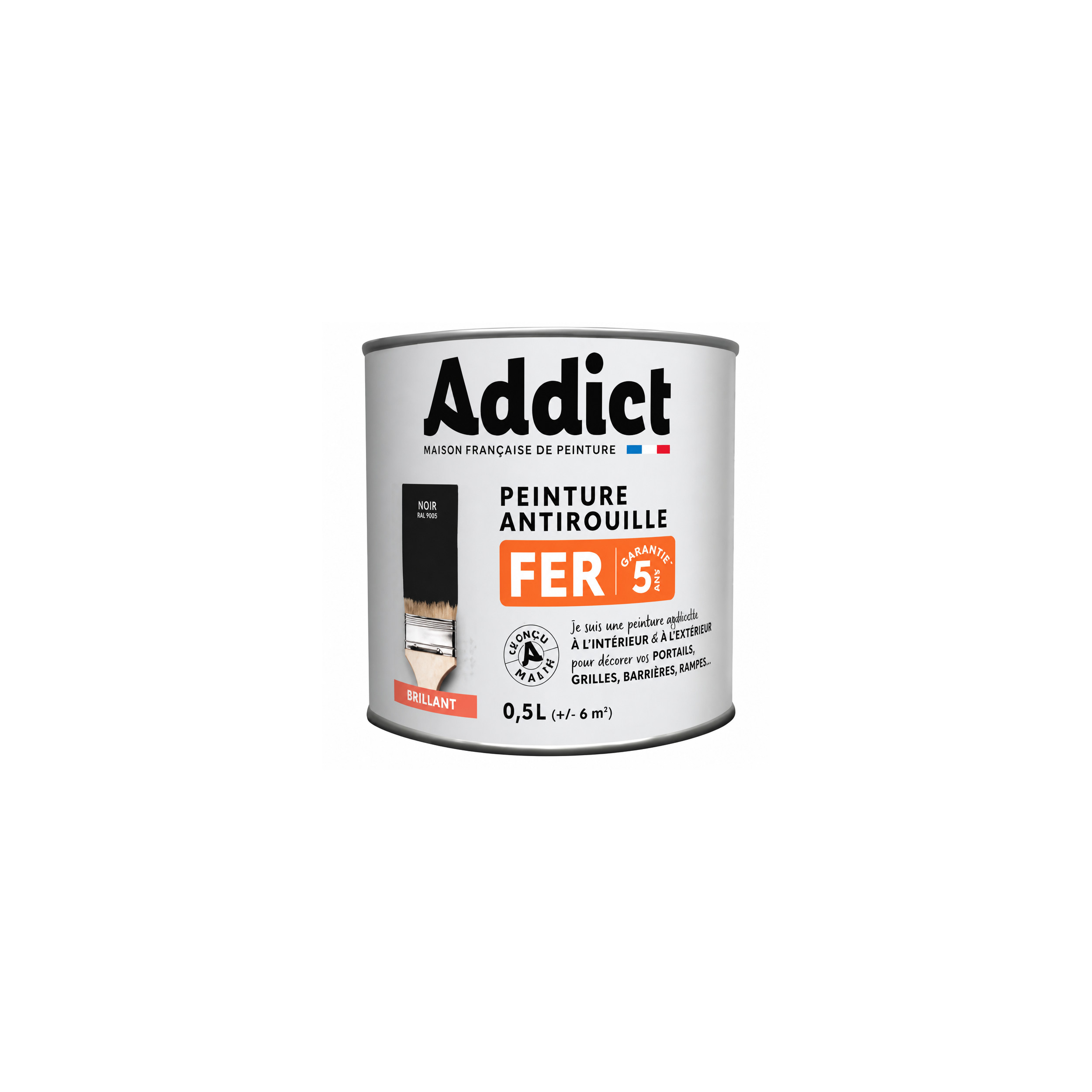 VERNICE FERRO NERO RAL 9005 0,5 LITRI - ADDICT - ADD111393 ADDICT' PEINTURE 147455