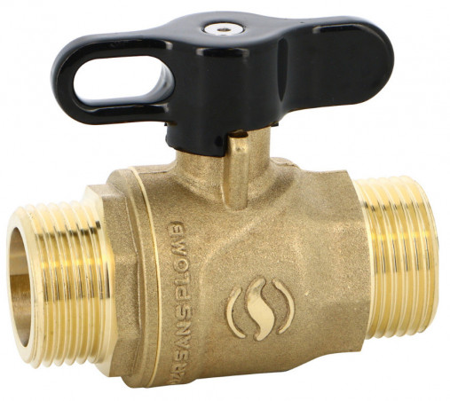 Absperrhahn doppelt männlich Sferaco 3/4" schwarzer Flügelgriff 565005S