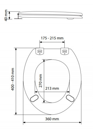 Abattant WC compact entraxe XXL 175 à 215 mm EUROPE blanc OLFA 7EU00010306B - Image 4/5