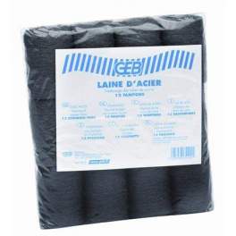 Steel wool, bag of 10 abrasive pads - GEB - Référence fabricant : 865102