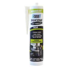 Silicone tous supports noir, 280 ml - GEB - Référence fabricant : 890710