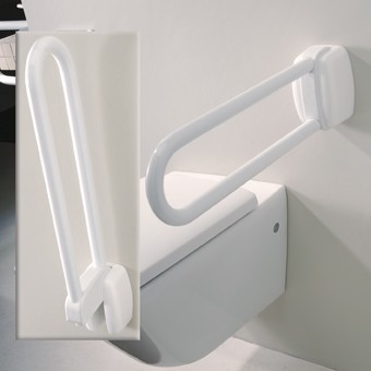 White epoxy lift-up grab bar: 60 cm