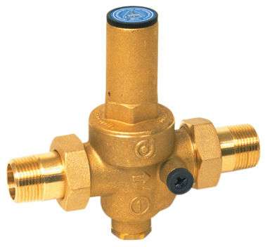 Pressure reducing valve with removable 1" 1/4 double male connections