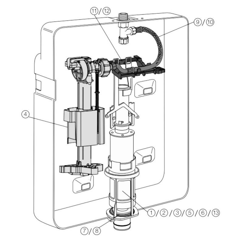 Réservoir De Rinçage Encastré Ideal Standard Prosys 80 + Plaque Oleas M1 - Pour WC Au Sol, épaisseur 80 Mm