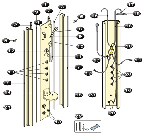 NOVELLINI exploded view ARES 1 COLONNA