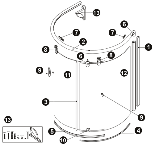 NOVELLINI exploded view AURORA 7 DX