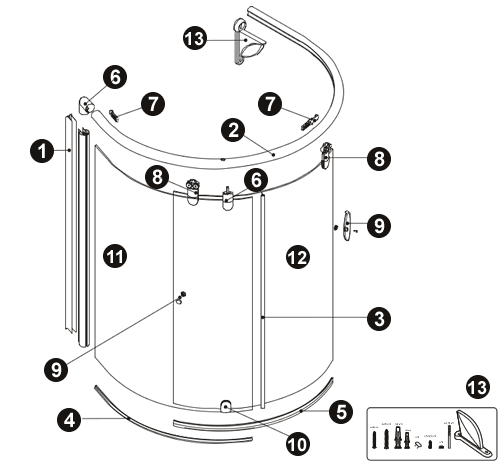 NOVELLINI exploded view AURORA 7 SX