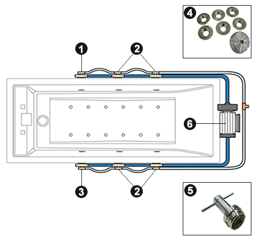 NOVELLINI exploded view COMPONENTI PER SISTEMA WHIRLPOOL CALOS