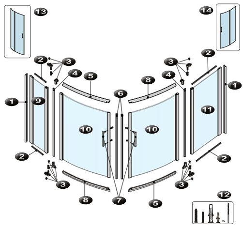 NOVELLINI exploded view CONFORT 100 BOXDX
