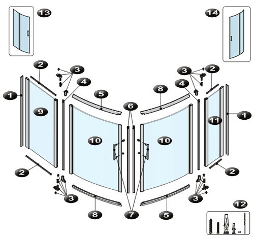 NOVELLINI exploded view CONFORT 100 BOXSX