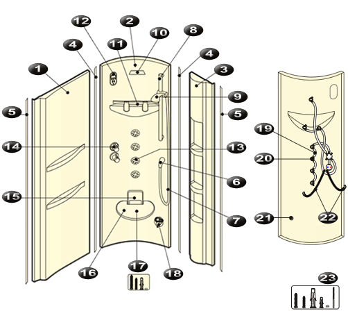 NOVELLINI exploded view CONFORT 120 PARETI