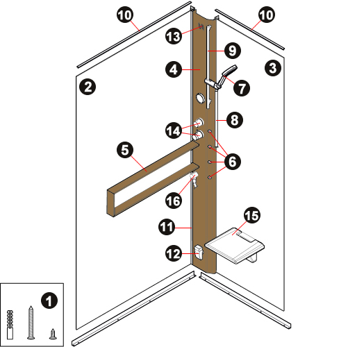 NOVELLINI exploded view GLAX 2.0 2 PARETI