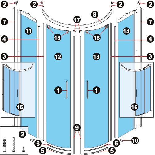 NOVELLINI-explosietekening GLAX 2.0 R