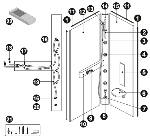 NOVELLINI exploded view GLAX 2010 ADX HYDRO PARETI