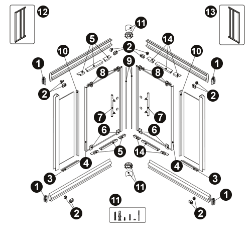 NOVELLINI exploded view GLAX 2010 ASX STANDARD BOX