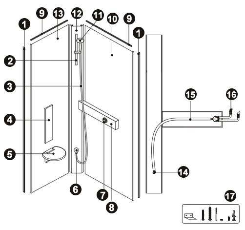 Vue éclatée NOVELLINI GLAX 2010 GF STANDARD PARETI