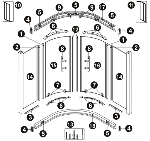 NOVELLINI exploded view GLAX 2010 R STANDARD BOX