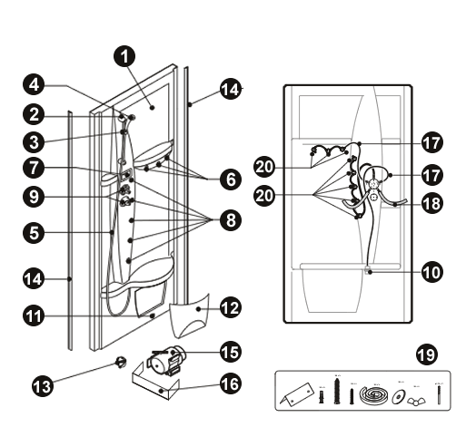 NOVELLINI exploded view HOLIDAY 1002F PARETE