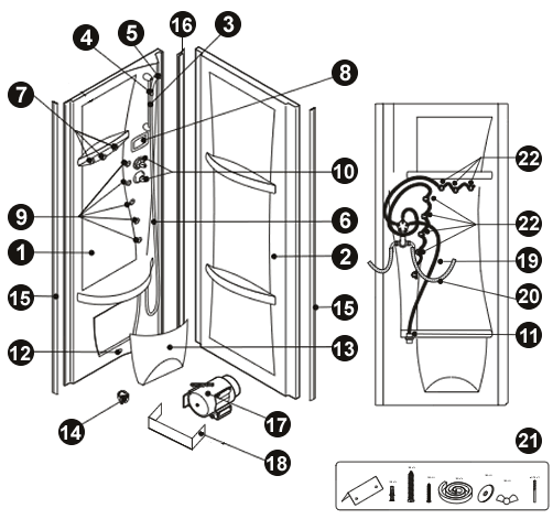 NOVELLINI exploded view HOLIDAY 80A PARETE