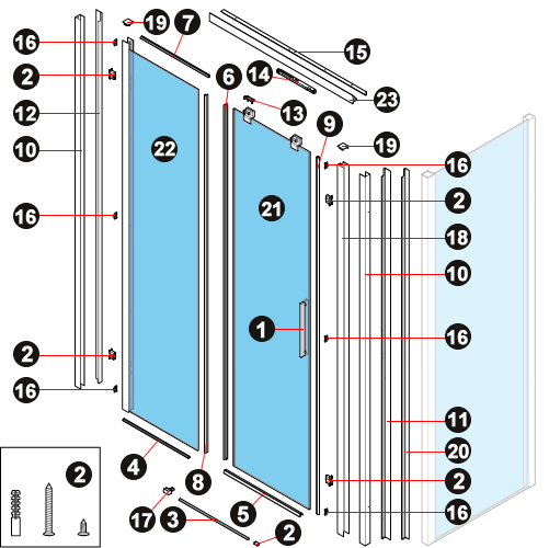 NOVELLINI exploded view KUADRA 2.0 2PH