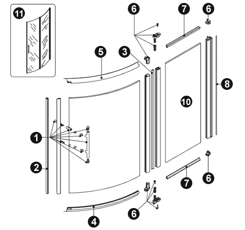 Vista esplosa NOVELLINI LATO DX OCE90