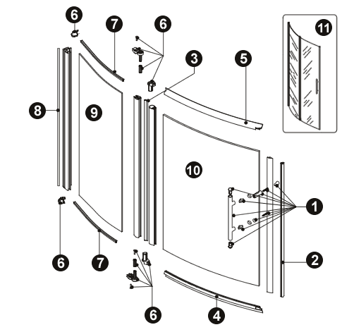 NOVELLINI exploded view LATO SX VERSIONE DX OCE120
