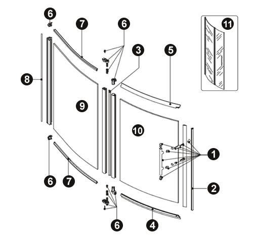 NOVELLINI exploded view LATO SX VERSIONE SX OCE100