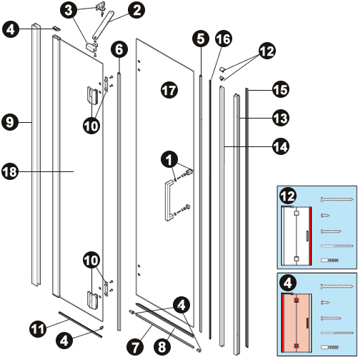 NOVELLINI exploded view LOUVRE N 2P SX