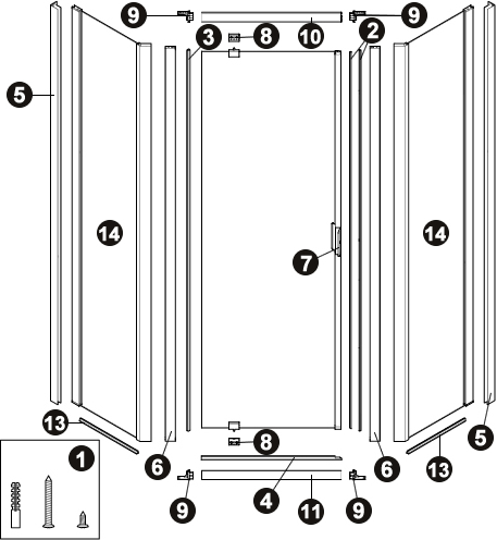 NOVELLINI exploded view LUNES 2.0 PENTAGONO