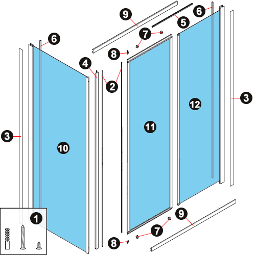 Vista esplosa NOVELLINI MEDIA GLASS BOX 2P
