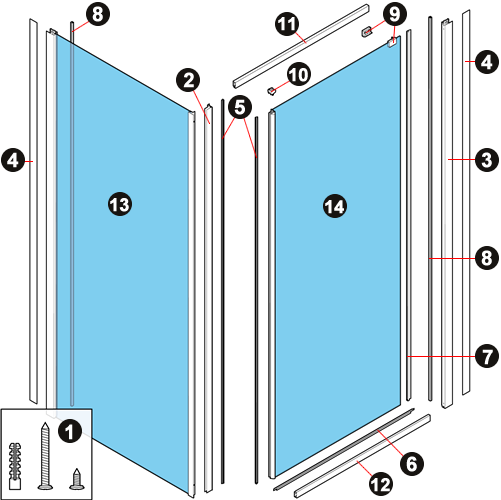 NOVELLINI-Explosionszeichnung MEDIA GLASS BOX GF