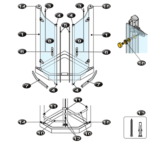 NOVELLINI exploded view MURANO PENTAGONO