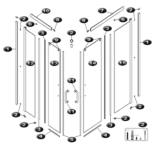 NOVELLINI exploded view NEXIS 1 BOX A DX