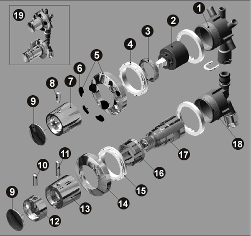 NOVELLINI exploded view RUBINET-ARES 5F