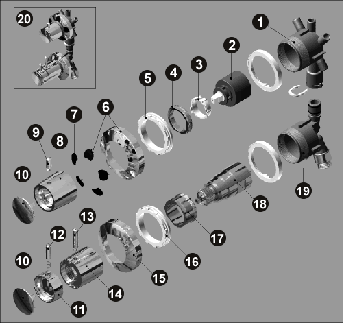 NOVELLINI exploded view RUBINET-GLAX 3FT