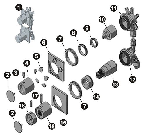 NOVELLINI exploded view TERMOSTATICO