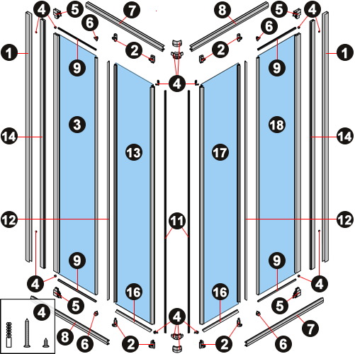 NOVELLINI exploded view STAR 2.0 A ACRILIC