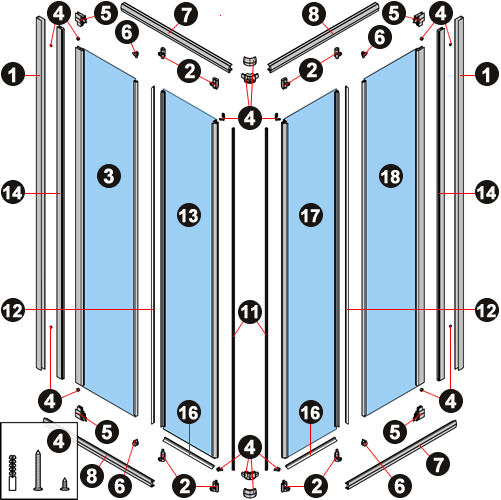 NOVELLINI exploded view STAR 2.0 A CRISTAL