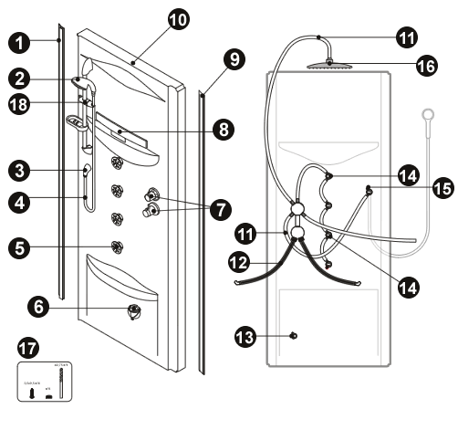 NOVELLINI exploded view TANGO A80 LATO DX